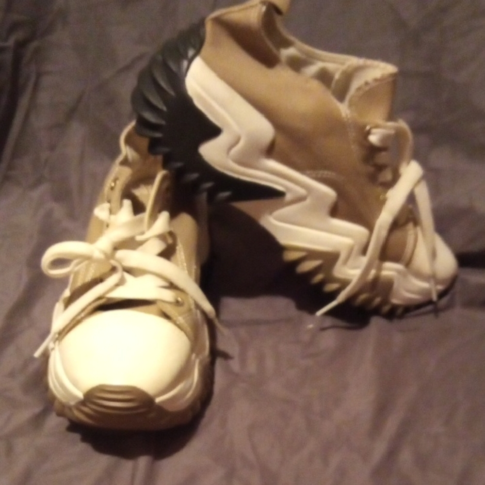 Chunky Beige and Black Sneakers